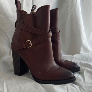 Coach Dark Brown Ankle Boots with Buckle